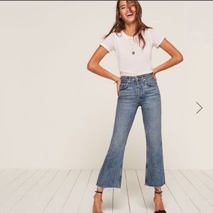 Reformation - Mid Crop Flare Jean in Baltic 27